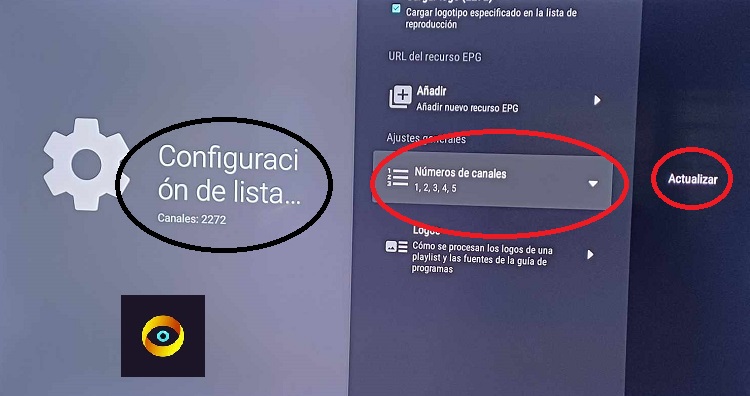 configuracion de lista live channel